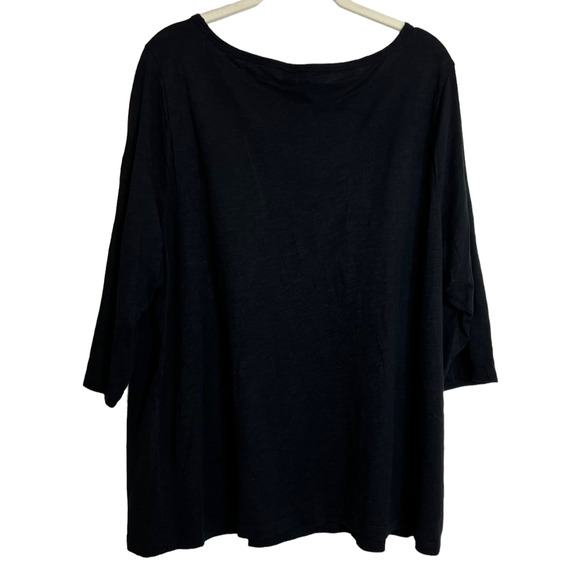 Cynthia Rowley Womens Tee Size 2X Black 3/4 Sleeve Cotton Modal Button Accents - Picture 3 of 5
